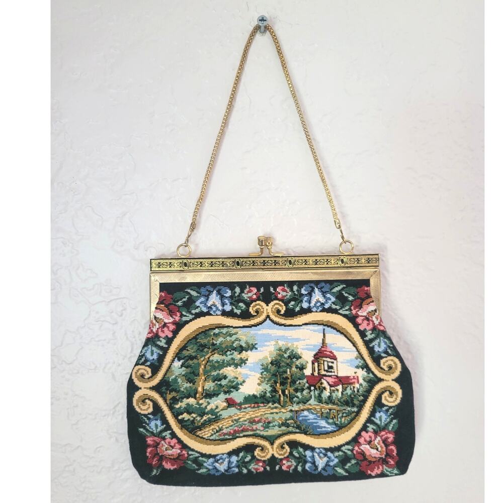Vintage Tapestry‎ Mini Clutch Handbag Purse French Country Victorian Hong Kong